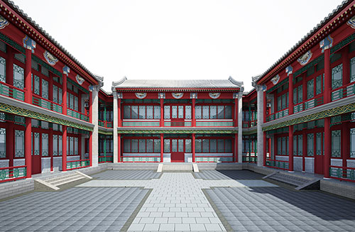 怒江北京四合院设计古建筑鸟瞰图展示